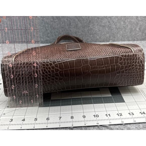 Liz Claiborne Vintage Brown Woven Straw Floral Embroidery Satchel Purse Bag - Picture 6 of 10